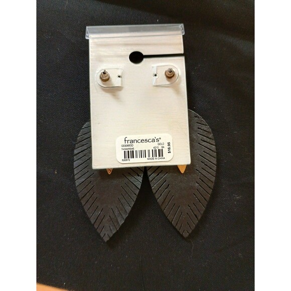 Francesca's Leather Ivory And Gold Earring Set Of 2 - Picture 5 of 5